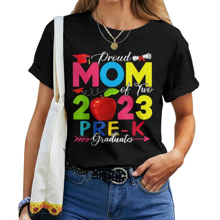 Proud Mom Of Two 2023 Pre-K Graduates Costume Family Women T-shirt