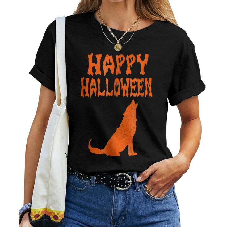 Scary And Creepy Wolf Halloween T Howl Moon Halloween  Women T-shirt
