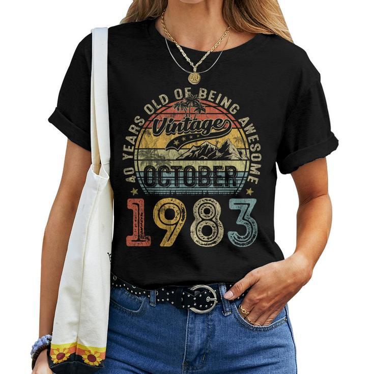 40 Years Old Vintage October 1983 40Th Birthday Women T-shirt