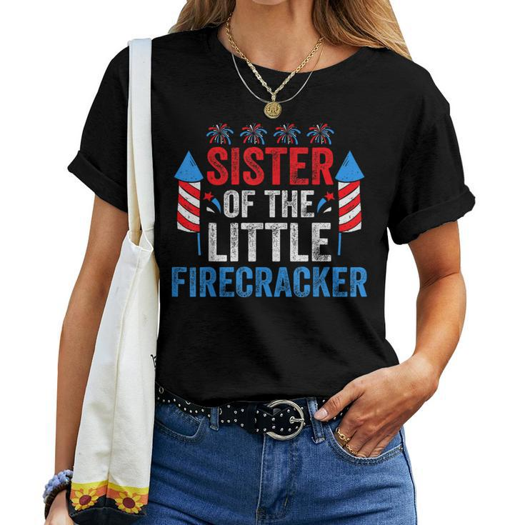 4Th Of July Birthday Sister Of The Little Firecracker Women T-shirt