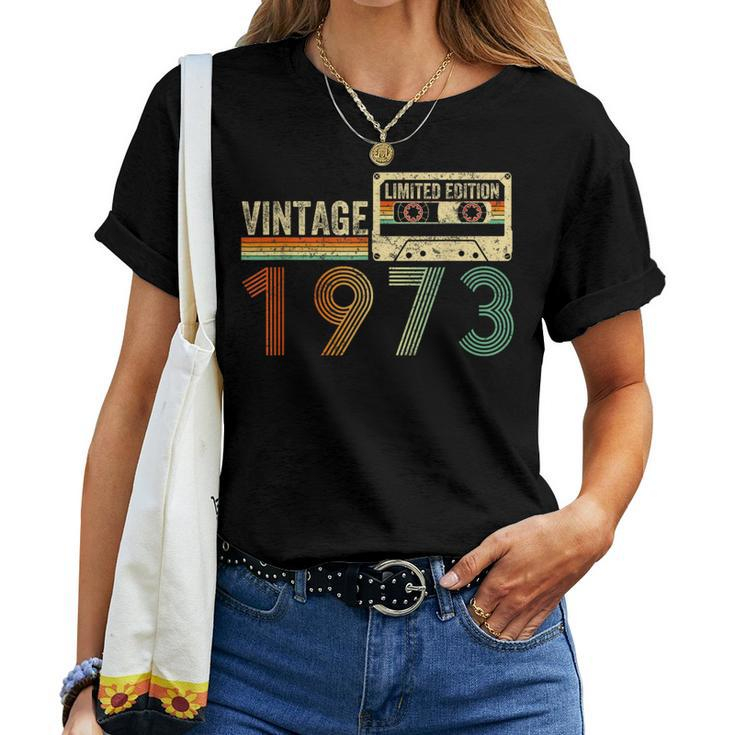 50 Year Old Vintage 1973 50Th Birthday Cassette Tape Women T-shirt