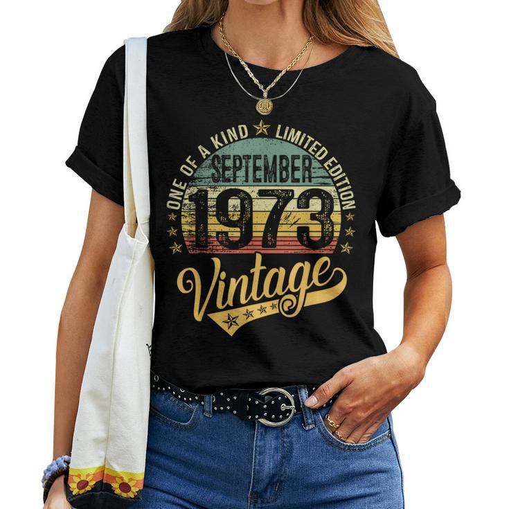 50Th Birthday 50 Years Vintage September 1973 Retro Women T-shirt