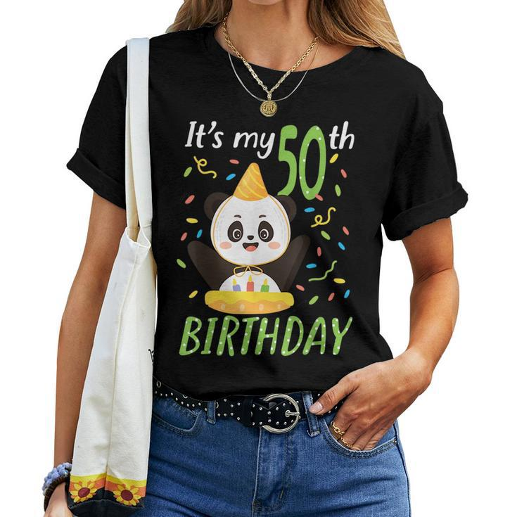 50Th Birthday Panda Animal Zoo Lover 50 Year Old Bday 50Th Birthday Women T-shirt