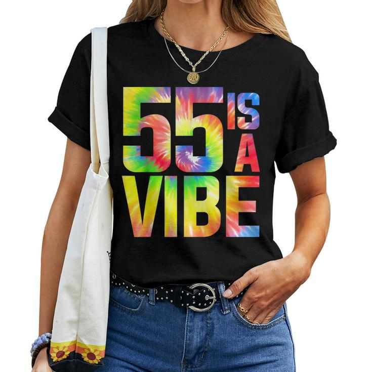 55 Is A Vibe Tie-Dye Birthday 55 Yo Men Women Women T-shirt