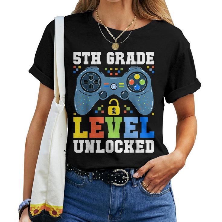 5Th Grade Level Unlocked Gamer First Day Of School Boys Women T-shirt