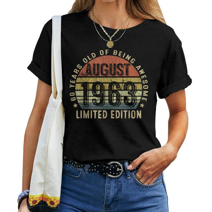 60 Years Old Made In 1963 Vintage August 1963 60Th Birthday Women T-shirt