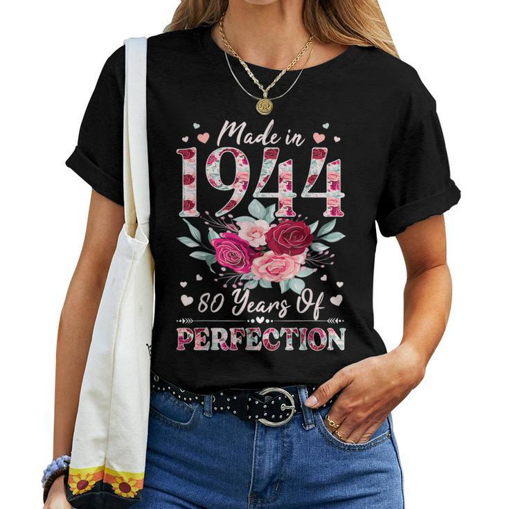 80 Year Old Birthday 1944 Floral 80Th Birthday For Women Women T-shirt