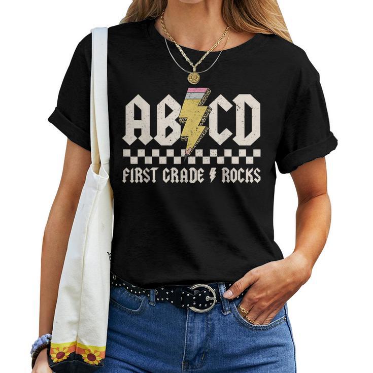 Abcd First Grade Rocks Pencil Lightning Teachers Rock Boys Women T ...