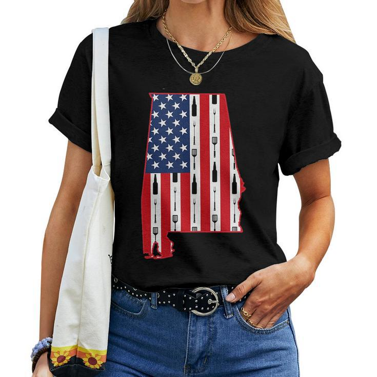 Alabama Usa Flag Fourth July 4Th Fathers Day Bbq Beer Summer Beer Women T-shirt Crewneck