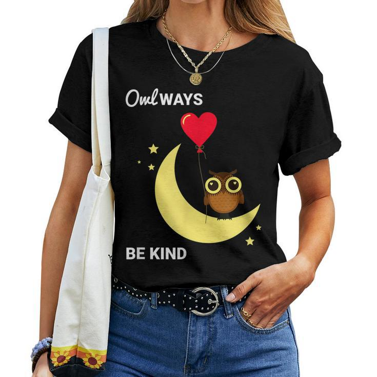 Always Be Kind Owl Heart Moon Women T-shirt