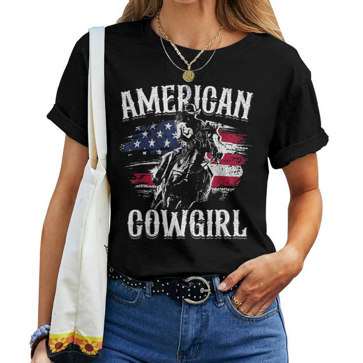 American Cowgirl Rodeo Barrel Racing Horse Riding Girl Women T-shirt