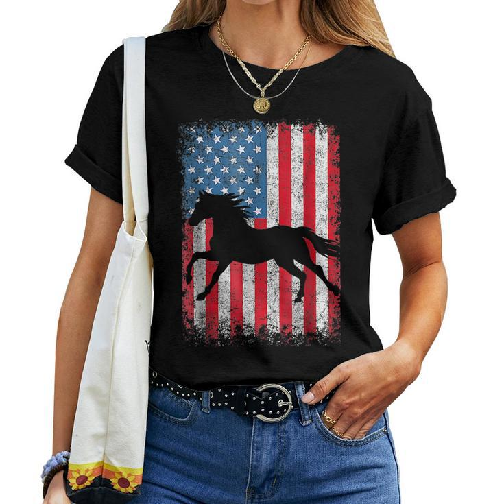 American Flag 4Th Of July Horse Patriotic Vintage Men Women Patriotic Women T-shirt