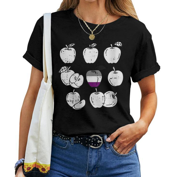 Apple Picking Asexual Lgbt-Q Retro Pride Flag Fruit Women T-shirt