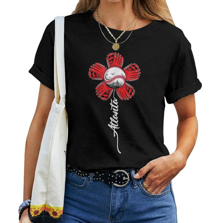 Atlanta Colorful Baseball Flower Souvenir I Love Atlanta Women T-shirt