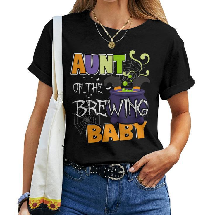 Aunt Of Brewing Baby Halloween Theme Baby Shower Witch Women T-shirt