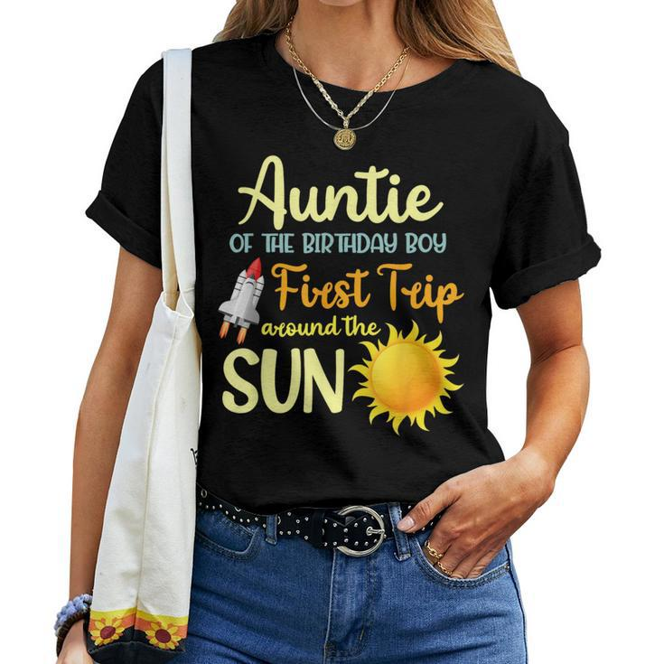 Auntie Of The 1St Birthday Boy First Trip Around The Sun Women T-shirt
