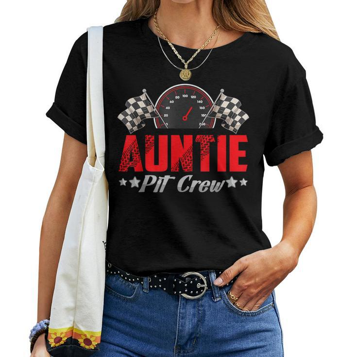 Auntie Pit Crew Birthday Racing Car Family Matching Race Car Women T-shirt