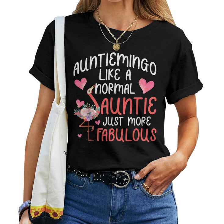 Auntiemingo Cute Auntie Flamingo Lover Girl Best Friend Bestie Women T-shirt