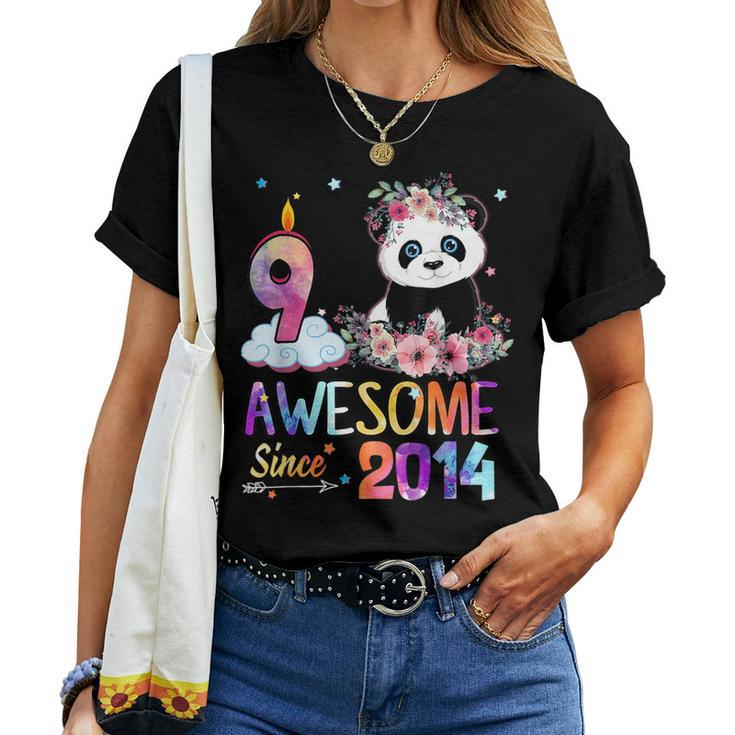 Awesome Since 2014 9Th Birthday 9 Year Old Panda Unicorn Women T-shirt