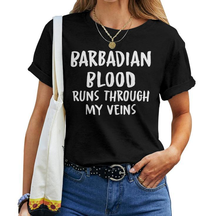 Barbadian Blood Runs Through My Veins Novelty Sarcastic Word Women T-shirt