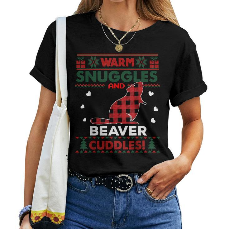Beaver Lover Xmas Cute Pet Ugly Christmas Sweater Women T-shirt