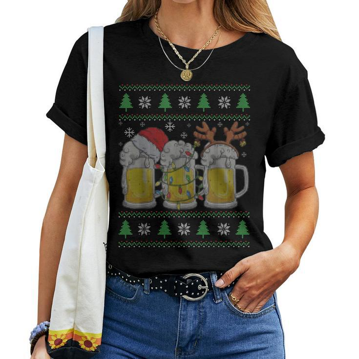 Beer Ugly Christmas Sweater Santa Beer Ale Lover Xmas Women T-shirt