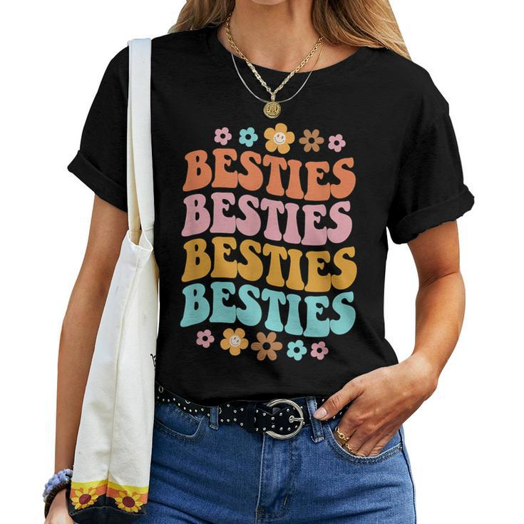 Bestie Groovy Theme Bff Cute Baby Girl Best Friends Sweetie Women T-shirt