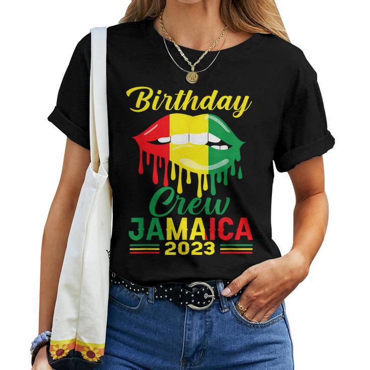 Birthday Crew Jamaica 2023 Girl Party Outfit Matching Lips Women T-shirt
