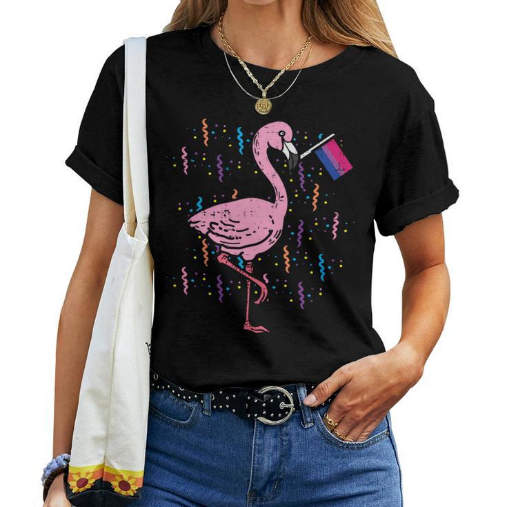 Bisexual Flag Flamingo Lgbt Bi Pride Stuff Animal Women T-shirt