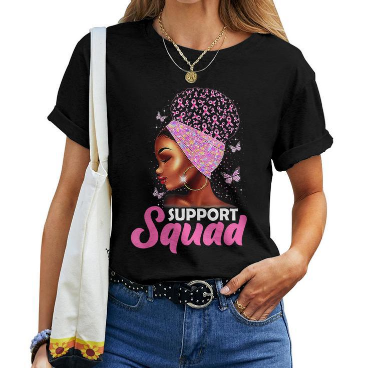 Black Queen Support Squad Breast Cancer Awareness Women T-shirt