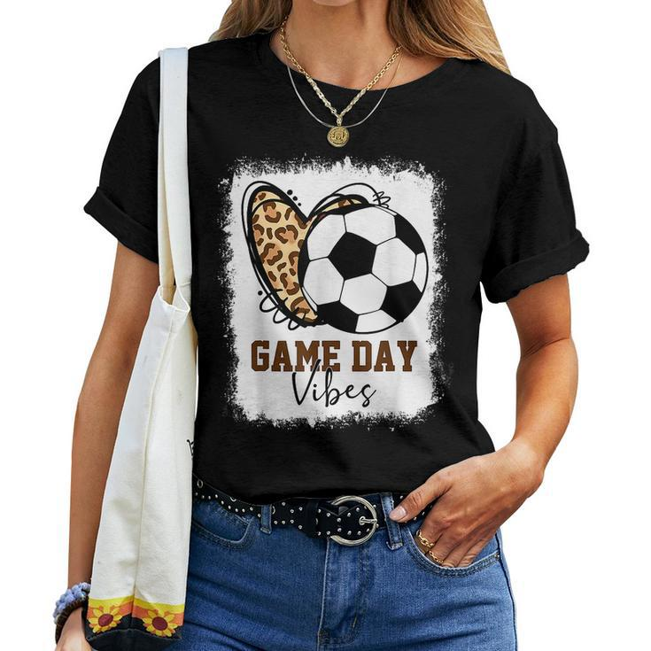 Bleached Soccer Game Day Vibes Soccer Mom Game Day Season Women T-shirt