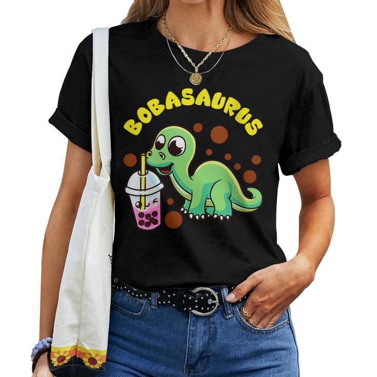 Bobasaurus Cute Bubble Tea Boba Dinosaur Milk Lover Dinosaur Women T ...