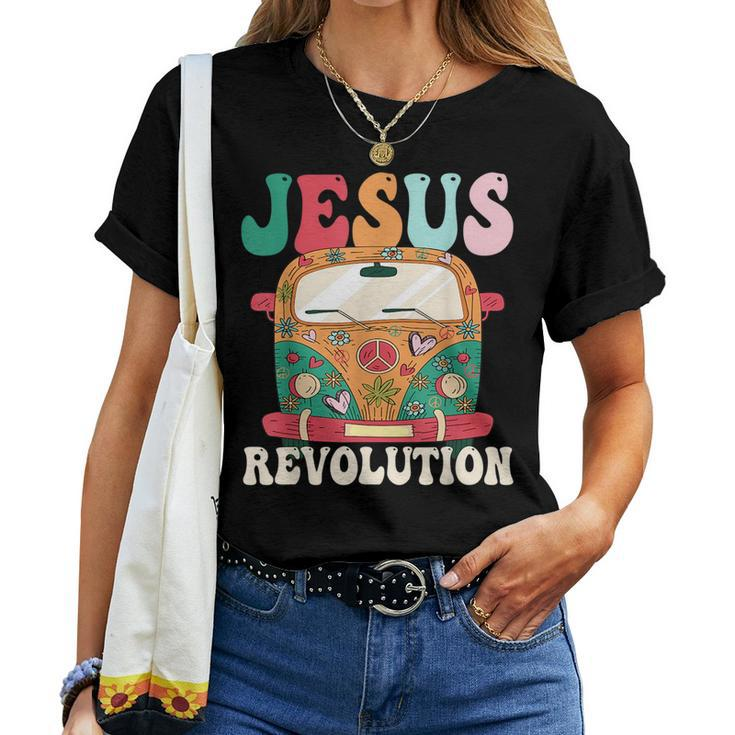 Boho Bus Jesus-Revolution Christian Faith Based Jesus Faith Women T-shirt Crewneck