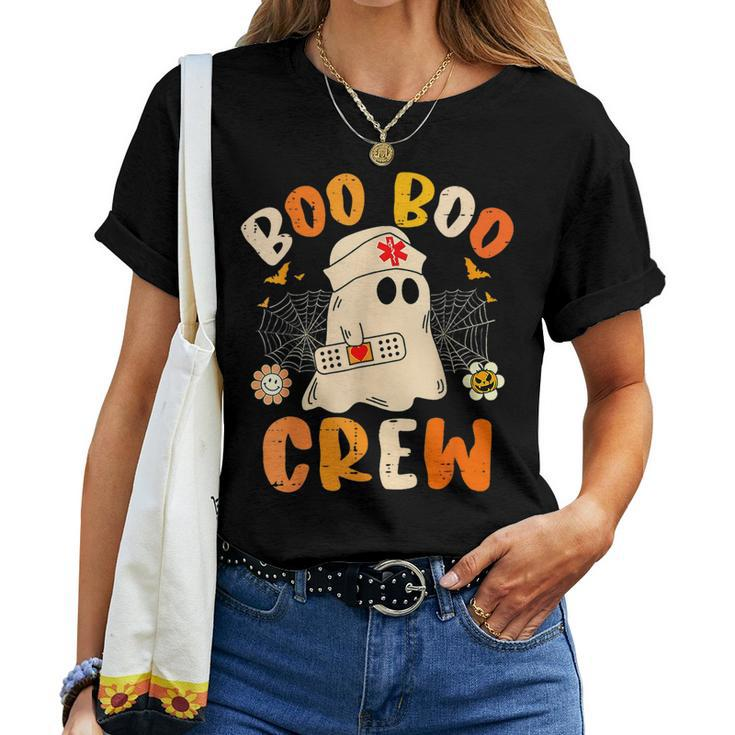 Boo Boo Crew Ghost Halloween Paramedic Nurse Rn Er Nicu Lpn Women T-shirt