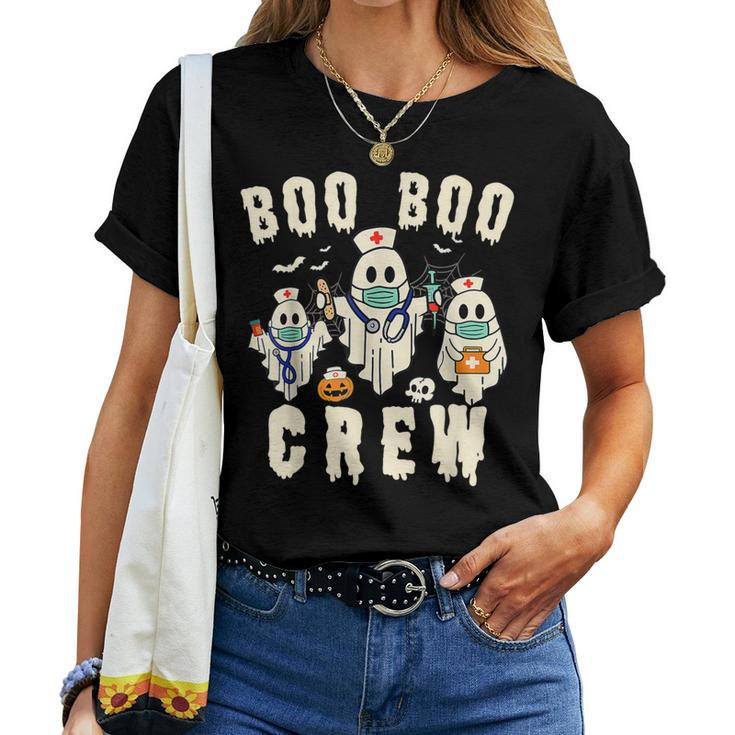 Boo Boo Crew Ghost Halloween Paramedic Nurse Rn Er Nicu Lpn Women T-shirt