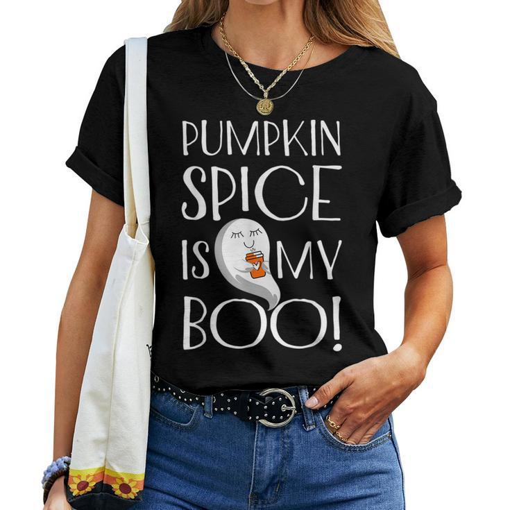 Boo Ghost Halloween Pumpkin Spice Latte Fall Love Womens Latte  Women T-shirt