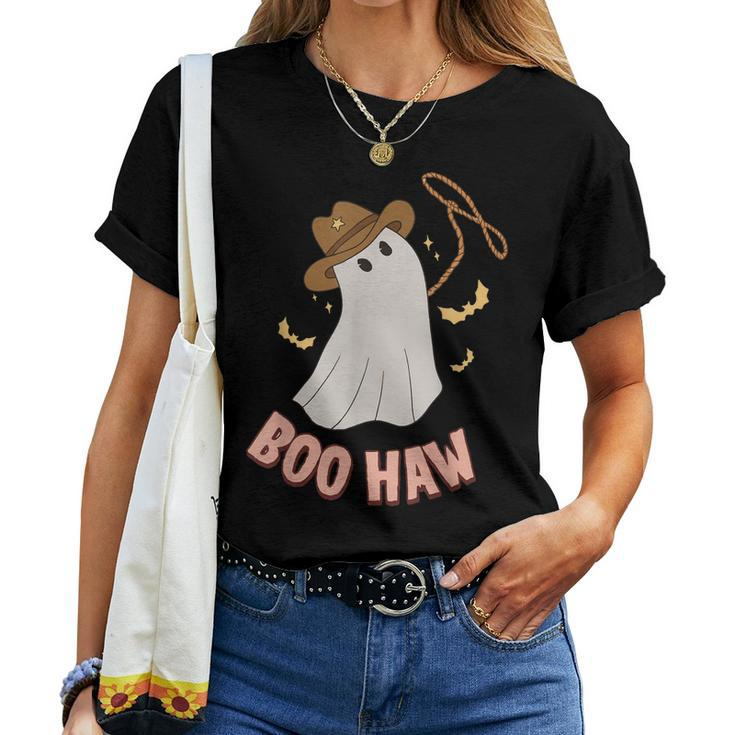 Boohaw Ghost Halloween Cowboy Cowgirl Costume Retro Women T-shirt