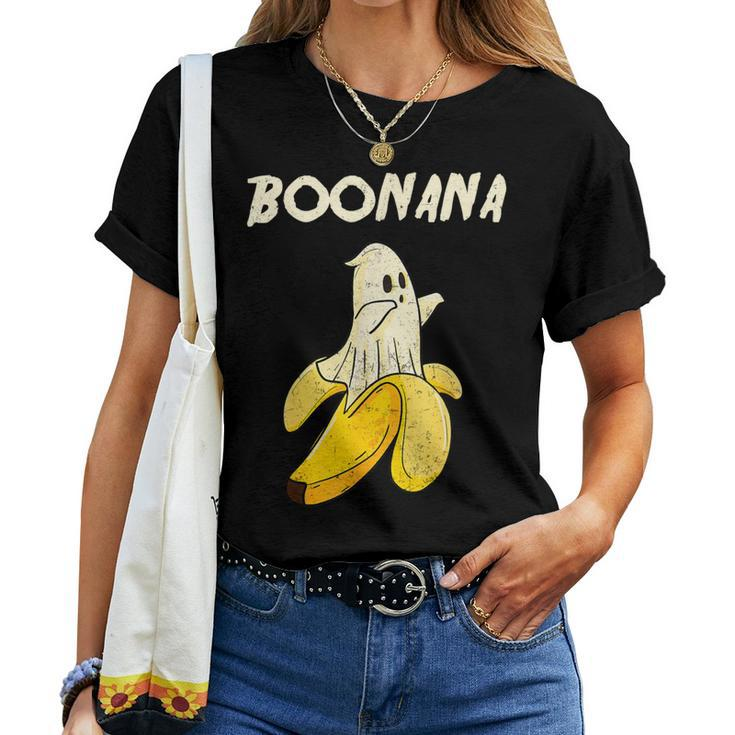 Boonana Cute Banana Ghost Halloween Banana Lover Women T-shirt
