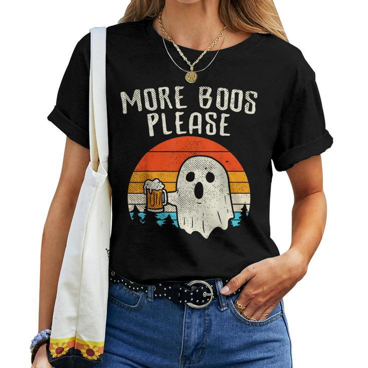 More Boos Please Ghost Beer Retro Halloween Drinking Women T-shirt