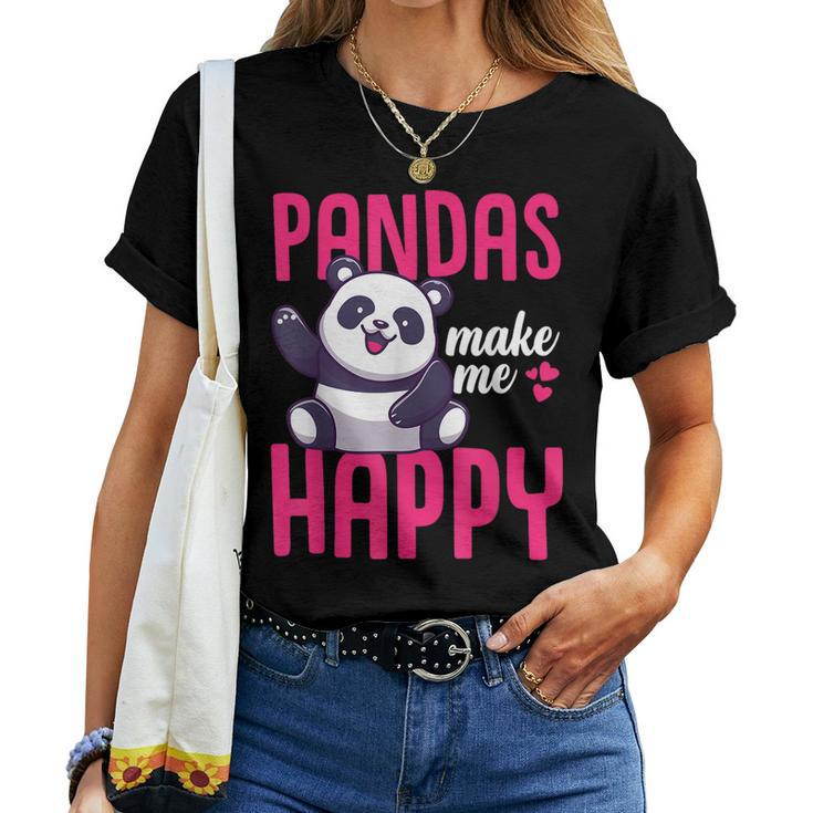 Boys Pandas Make Me Happy Panda Bear Women T-shirt