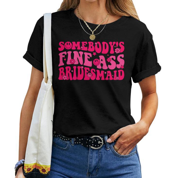 Bridesmaid Bride Squad Bridal Shower Groovy Bachelorette Women T-shirt