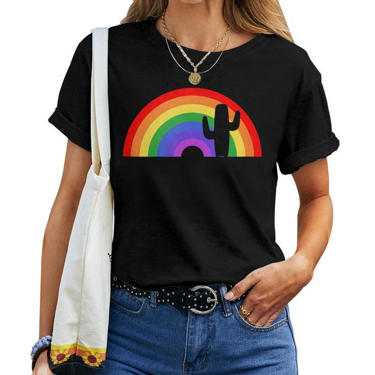 A Cactus In The Desert Rainbow Women T-shirt