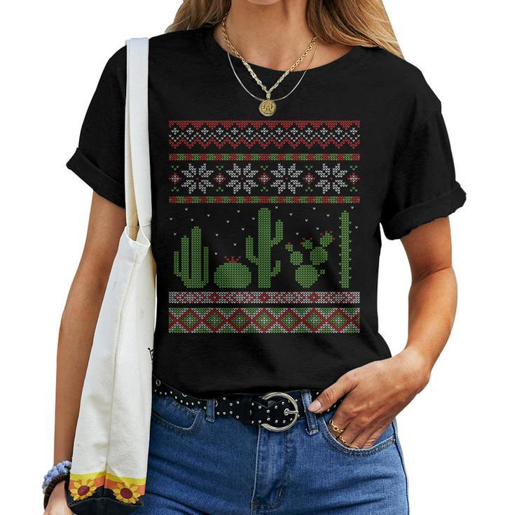 Cactus Ugly Christmas Sweater Southwest Cacti Succulent Women T-shirt