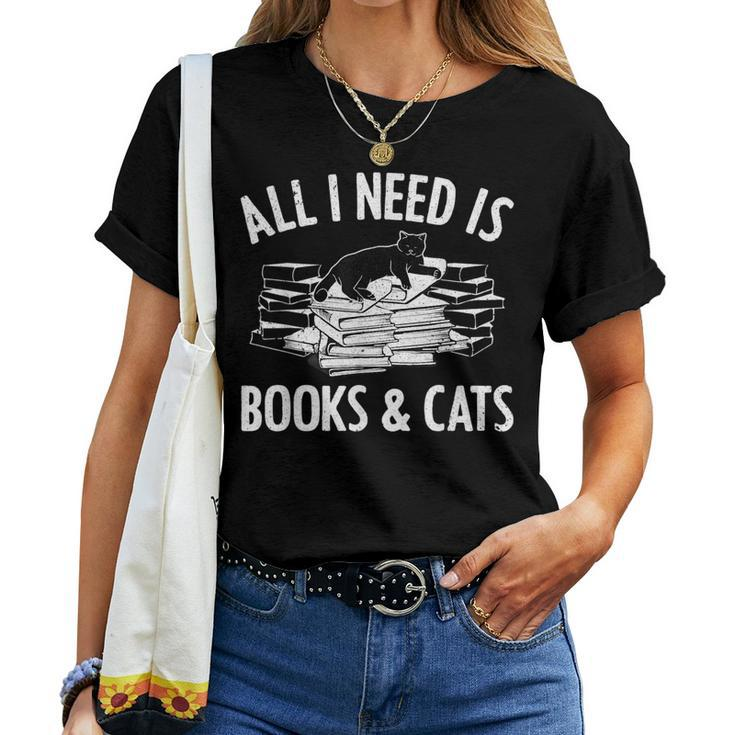 Cat Book For Men Women Novel Book Lovers Reading Librarian Reading s Women T-shirt