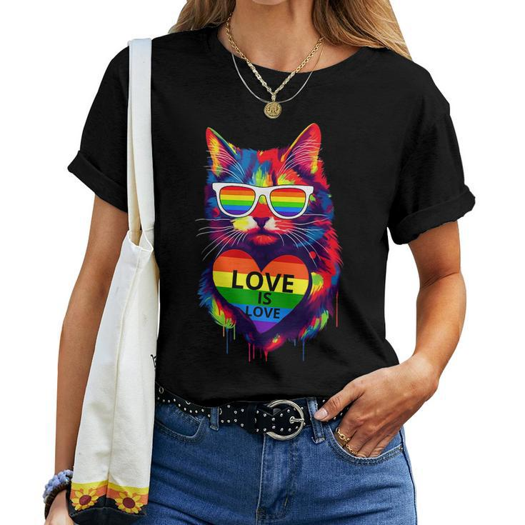Cat Lgbt Flag Gay Pride Month Transgender Rainbow Lesbian Women T-shirt