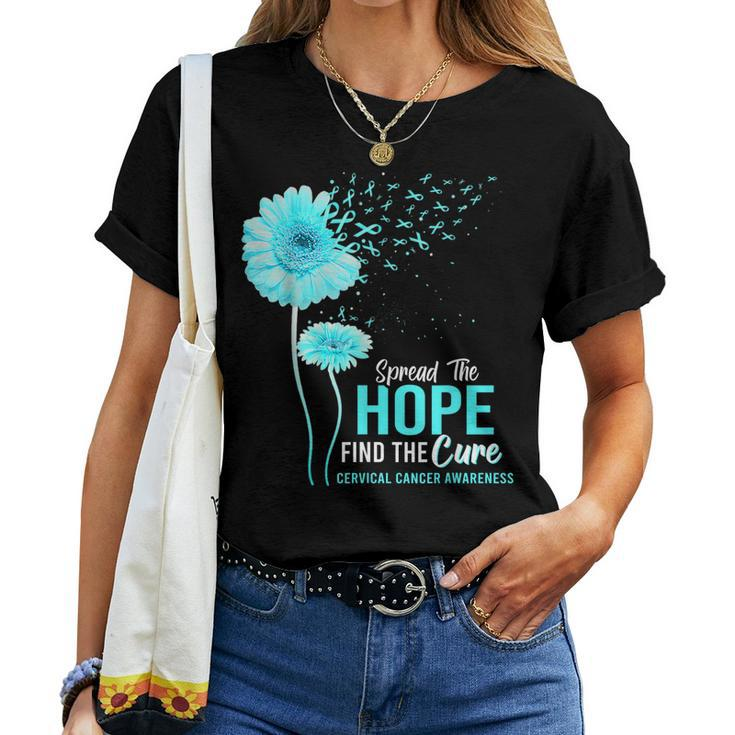 Cervical Cancer Awareness Spread Hope Find Cure Daisy Flower Women T-shirt