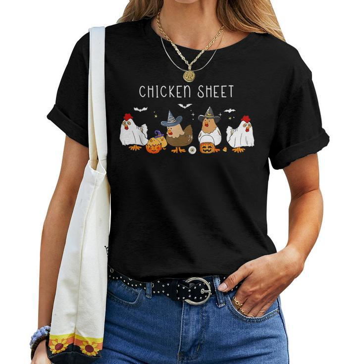 Chicken Sheet Halloween Ghost Chickens Farm Animal Lover Women T-shirt