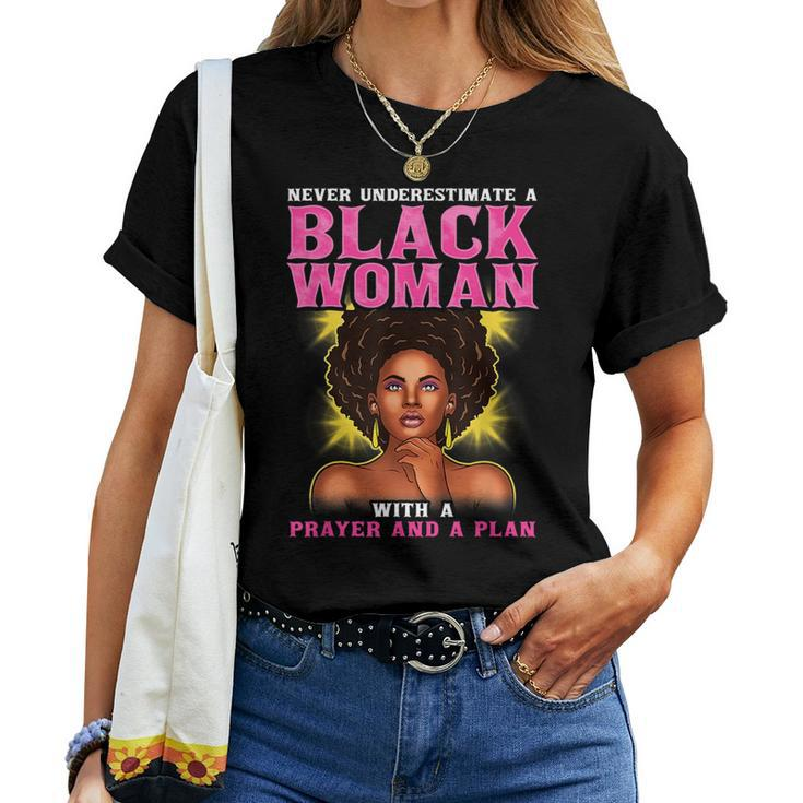 Christian Never Underestimate Black Woman Prayer Plan Women T-shirt
