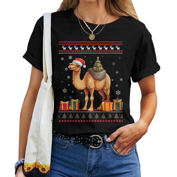 Christmas Camel Santa Hat Ugly Christmas Sweater Women T-shirt