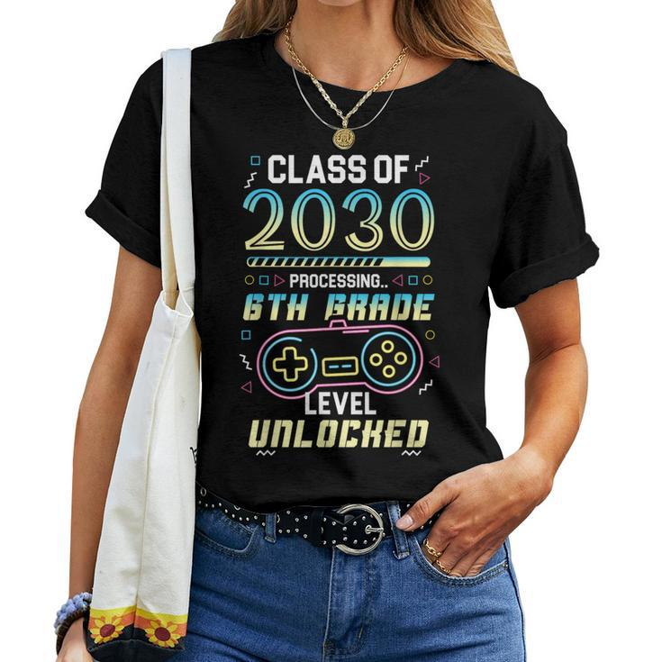 Class Of 2030 Gaming 6Th Grade Level Unlocked Back To School Women T-shirt